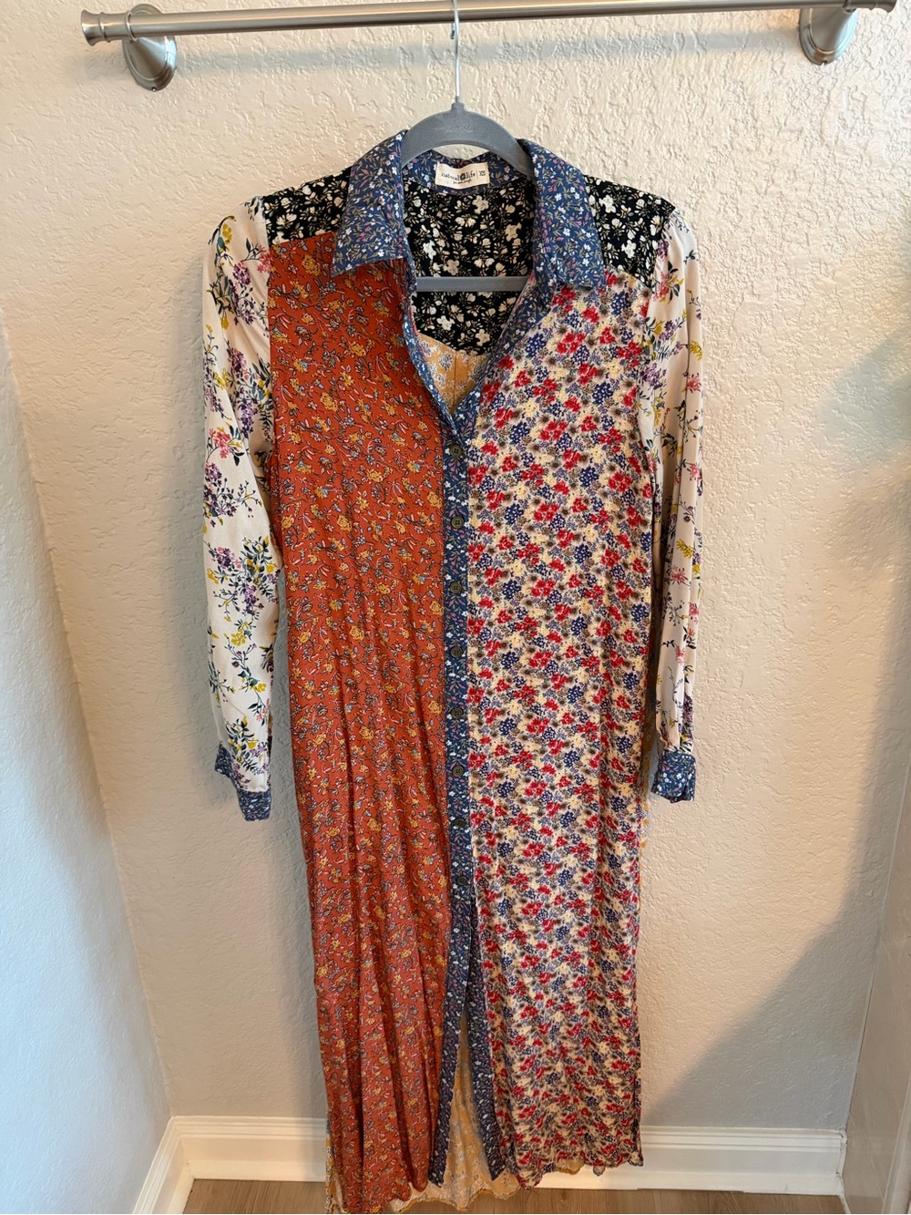 NATURAL LIFE Mixed Floral Patchwork Maxi Dress - Rust, Navy & Cream